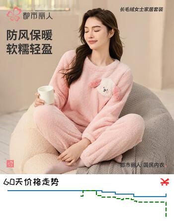 都市丽人睡衣女套装珊瑚绒长毛绒卡通保暖加绒套头内衣长袖家居服2H3211