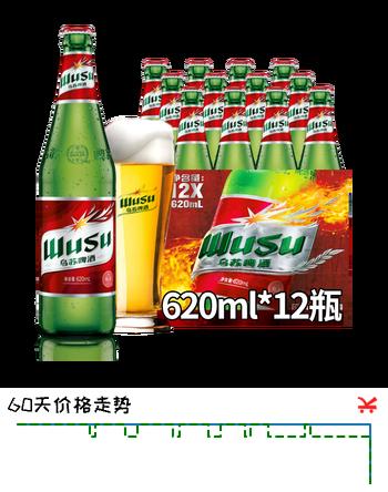 乌苏啤酒（wusu）大红乌苏烈性啤酒620ml*12瓶整箱装