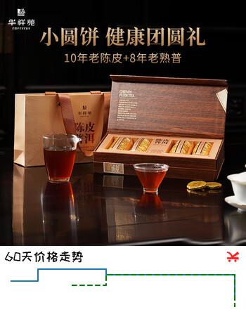 【8折】华祥苑茶叶 10年新会陈皮普洱 8年普洱熟茶 茶饼茶叶礼盒240ghttps://u.jd.com/U1cOMug----普遍有货 | 下1件最优到手单价：253.44 -> 【208】