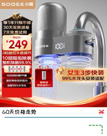 【8折】小质龙头净水器除水垢余氯家用过滤前置过滤器厨房自来水1机5芯LJ213https://u.jd.com/kaKVmRO----普遍有货 | 下1件最优到手单价：292.5 -> 【258.64】