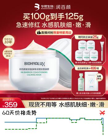 润百颜玻尿酸屏障调理安肌面膜100g睡眠面膜修护舒缓护肤品男女华熙生物