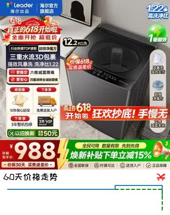 海尔（Haier）出品悦己波轮洗衣机全自动一级能效出租房10.2kg/12公斤小型儿童婴儿以旧换新补贴【价保618】 波轮 12.2kg 超微净三重水流+风暴洗+六维减震