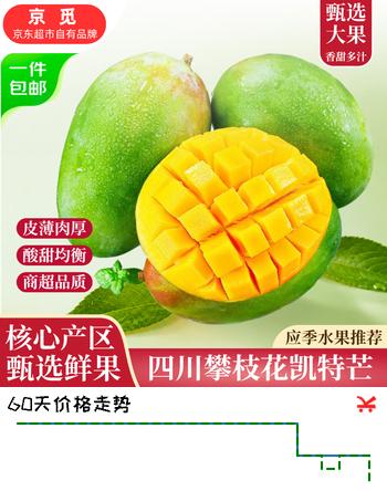 京觅四川攀枝花凯特芒果净重5斤单果400g+新鲜甜芒果水果源头直发