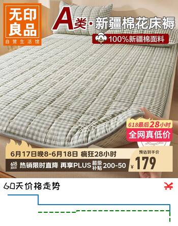 无印良品A类新疆棉花床褥床垫遮盖物 家用可折叠 双人褥子 1.8*2米