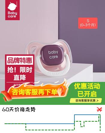 babycare 3安抚奶嘴新生婴儿宝宝软防胀气睡觉神器 【S码】 0-3个月 1个装 佩里格