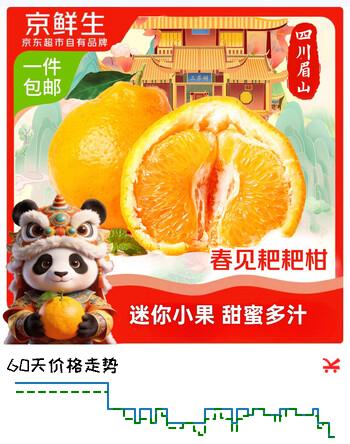 京鲜生 四川春见耙耙柑 净重4-4.5斤 单果120g+生鲜水果 源头直发包邮