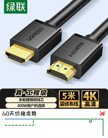 绿联HDMI线2.0版4K数字高清线5米视频线工程级 笔记本电脑机顶盒连接电视投影仪显示器数据连接线10109