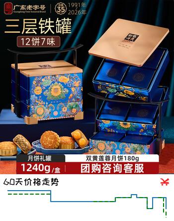 【5折】华美双黄纯白莲蓉月饼礼盒中秋送礼企业团购福利千禧御宴礼罐1240ghttps://u.jd.com/4O7VHcB----普遍有货 | 下2件最优到手单价：99 -> 【49.5】