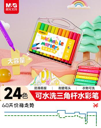【7折】晨光（M&G）文具24色粗三角杆水彩笔可水洗大容量幼儿园无毒画马克笔画笔开学礼物ACP901Q0https://u.jd.com/xrDJikF----普遍有货 | 下1件最优到手单价：12 -> 【8.64】