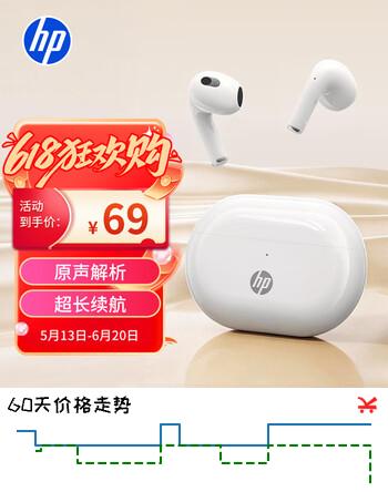 惠普（HP）H20GSE蓝牙耳机轻量化蓝牙6.0低延时长续航游戏音乐耳机适用苹果华为小米OPPO手机