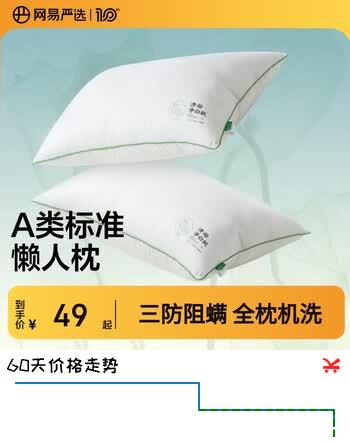网易严选羽丝绒枕头枕芯松软高弹杜邦羽绒棉五星级酒店抗菌阻螨清荷枕 【新品】 清荷净白枕（中枕650g）  1只装