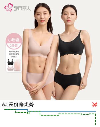 都市丽人内衣女无尺码高弹无痕提托胸罩文胸礼盒2件装2B360J