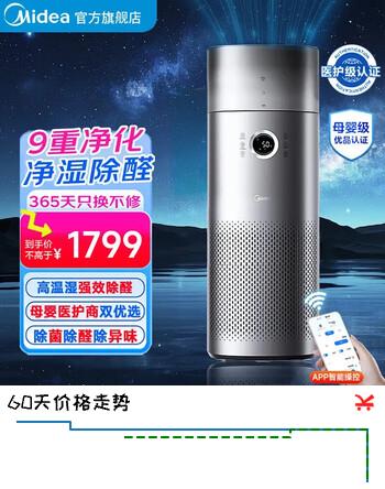 美的（Midea）空气净化器加湿器一体机母婴级空气净化器除甲醛宠物除异味烟味消毒机家用卧室过敏源除螨新风机 【净化加湿一体机】RX600 PRO