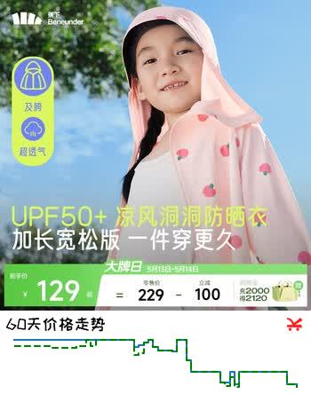 蕉下儿童防晒服外套披风男女童凉感透气防晒AL41324桃桃精灵120