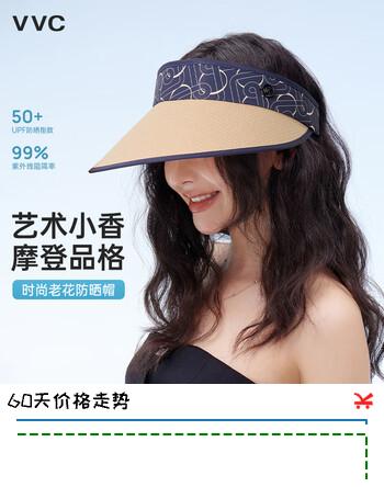 VVC遮阳帽女夏季户外防晒帽空顶帽太阳帽骑车帽子女士小香风 藏青