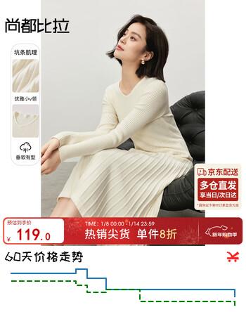 尚都比拉冬季保暖针织连衣裙简约休闲款气质长裙