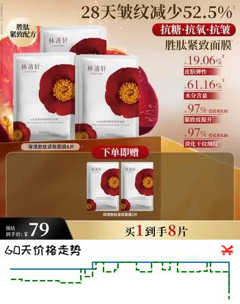 【7折】林清轩山茶花胜肽面膜6片 修护保湿紧致护肤品化妆品礼盒 生日礼物女https://u.jd.com/UDcy3WM----普遍有货 | 下4件最优到手单价：62.52 -> 【45.75】