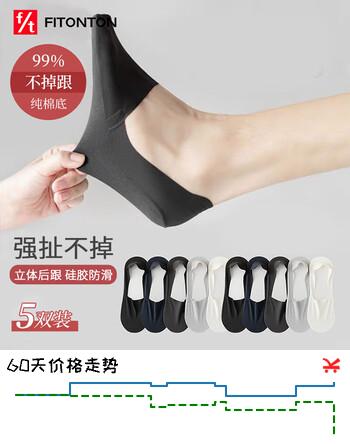 FitonTon5双装袜子男夏季薄款纯棉船袜男防臭冰丝隐形袜防滑不掉跟浅口