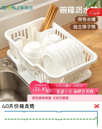 奥美优沥水碗碟架 厨房果蔬沥水架砧板筷子筒碗碟收纳架 大容量白色