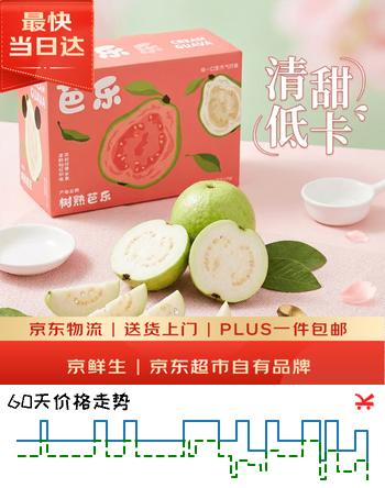 【8折】京鲜生 白心奶油芭乐/番石榴 净重3斤 单果150g  生鲜水果礼盒https://u.jd.com/U6JM15X----多半有货 | 下3件最优到手单价：24.43 -> 【19.96】