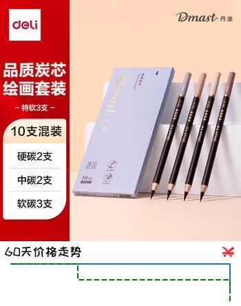 得力（deli）丹途-炭笔套装(10支/盒)专业绘画手绘素描彩绘软款画画RK1女孩儿童六一节日礼物男女孩