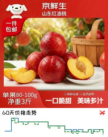 京鲜生山东油桃净重3斤单果80-100g 新鲜桃子 应季水果 源头直发