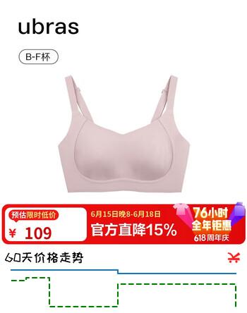 ubras提托侧收大杯背勾文胸细肩带大胸显小女士内衣女聚拢胸罩 兰花烟L
