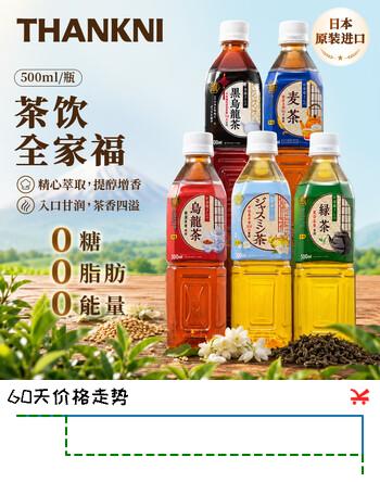 THANKNI日本原装进口多口味无糖茶饮料饮用矿泉水小瓶装儿童饮料 【茶饮全家福】绿茶1+大麦茶1+茉莉花1+乌龙1+黑乌龙1