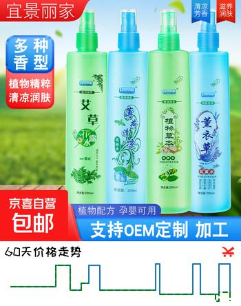 【2折】艾草花露水止痒便携式清香爽肤喷雾型花露水身体护理止汗露 随机味道 1瓶装https://u.jd.com/F1sJuHX----普遍有货 | 下4件最优到手单价：1.38 -> 【0.4】