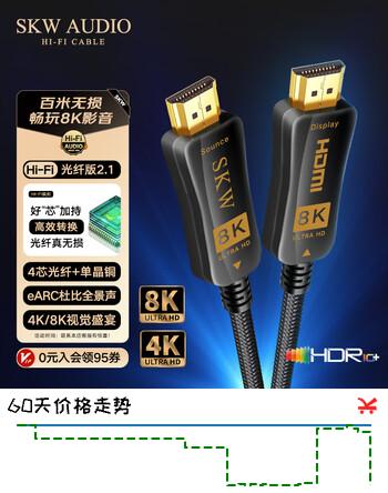 SKW 光纤HDMI线2.1版 8K60Hz 4K120Hz PS5X-BOX投影电脑投影显示器高清音视频连接线 BG-HD-5米