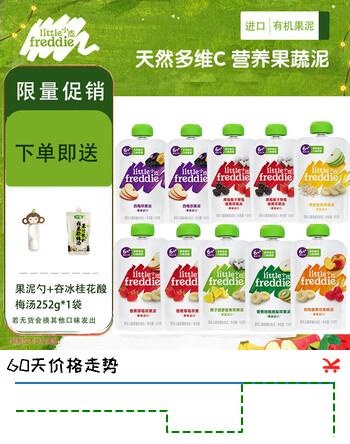 【8折】小皮（Little Freddie）缤纷营养进口果泥蔬菜泥组合装婴幼儿儿童食品富含维C 缤纷果泥组合（口味随机）9月下旬到期 100g10袋 组合装https://u.jd.com/U6ZQtqT----普遍有货 | 下1件最优到手单价：89.9 -> 【77.9】