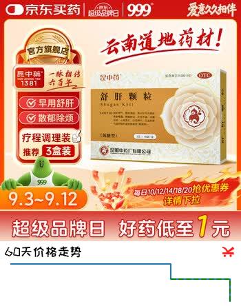 【8折】昆中药舒肝颗粒3g16袋黄褐斑舒肝理气月经不调心烦意乱口苦舒肝散郁理气https://u.jd.com/x6uy1Mb----普遍有货 | 下1件最优到手单价：40.5 -> 【33.92】