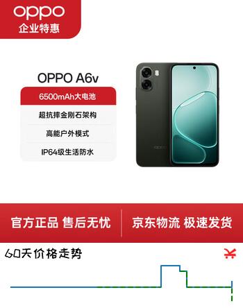 OPPO A6v 8GB+256GB 旷野绿 6500mAh大电池长续航 六年久用流畅 5G耐用智能手机 