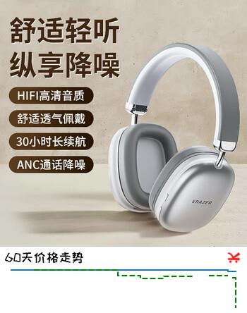 联想生态品牌异能者头戴主动智能降噪蓝牙耳机重低音低延时游戏音乐网课骑行 适用拯救者小新礼品 银色