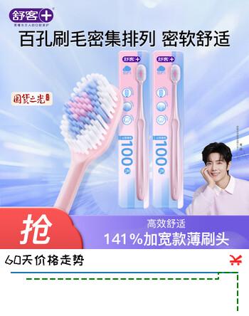 【2折】舒客牙刷护龈清洁  超软毛护龈小刷头成人牙刷  任选8件 密泡牙刷（粉紫色） 2支https://u.jd.com/U6c6HJK----普遍有货 | 下8件最优到手单价：15.5 -> 【3.62】