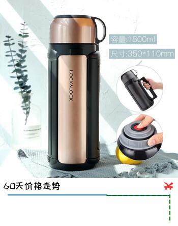 乐扣乐扣（LOCK&LOCK）保温壶304不锈钢保温保冷水壶户外露营旅行壶1.8L金色