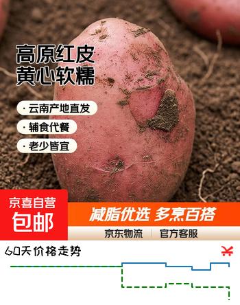 【7折】【真便宜】云南红皮土豆高原黄心土豆马铃薯红皮黄心洋芋减脂蔬菜 净重9斤大果 【单果150g 】https://u.jd.com/x10GKSd----普遍有货 | 下84件最优到手单价：13.86 -> 【9.94】