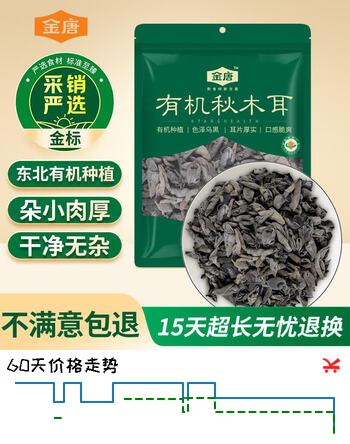 【7折】金唐有机秋木耳150g 东北特级黑木耳小碗耳 山珍菌菇干货凉拌火锅食材https://u.jd.com/UraLlk8----普遍有货 | 下2件最优到手单价：25.9 -> 【20.61】