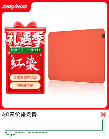 臻火电竞鼠标垫 红染纯色 竞技FPS游戏专用 防水顺滑超大号办公桌垫 橡胶底 橙色 细面 480*400*5