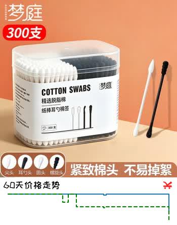 【7折】梦庭双头棉签300支淘耳朵600头纸轴棉棒化妆棉球棒螺旋头尖头棉花签棒https://u.jd.com/4gRQiVL----普遍有货 | 下10件最优到手单价：10.96 -> 【8.67】