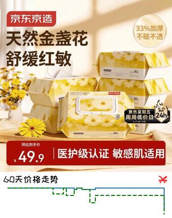 京东京造金盏花湿厕纸超厚80抽*6大包家庭装湿厕纸巾洁厕湿巾可搭配抽卷纸
