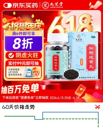 九芝堂知柏地黄丸（浓缩丸）200丸  京东自营知柏地黄丸OTC非处方药滋阴降火阴虚潮热盗汗口干咽痛耳鸣遗精