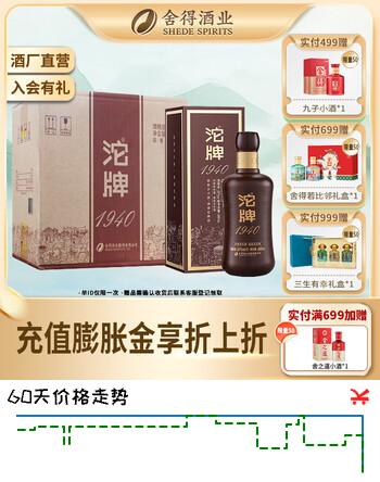 沱牌【年货送礼】舍得 沱牌酒 沱牌1940 整箱装 浓香型白酒 纯粮名酒 50度 480mL 6瓶 【箱装】
