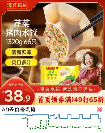 湾仔码头芹菜猪肉水饺1320g66只早餐食品速食半成品面点速冻饺子