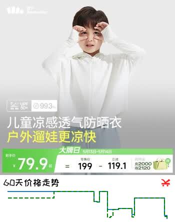蕉下（beneunder）儿童防晒衣防晒服外套男女童凉感透气速干防晒AL11124霜奶白130