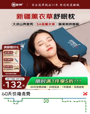蜀国御 5斤装夏季薰衣草荞麦壳枕头贴颈椎舒适睡眠枕成人配棉枕套丨蓝色