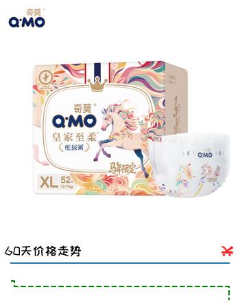 【7折】奇莫（Q-MO）皇家至柔马年限定纸尿裤XL52片（12-17kg）电商装弹力裤超薄透气https://u.jd.com/Ua8XsLu----多半有货 | 下2件最优到手单价：109.5 -> 【85】