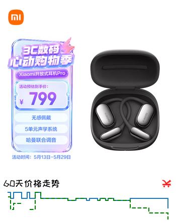 小米（MI）Xiaomi开放式耳机Pro 耳挂式5单元无感佩戴蓝牙耳机 适用于安卓苹果手机 曜石黑