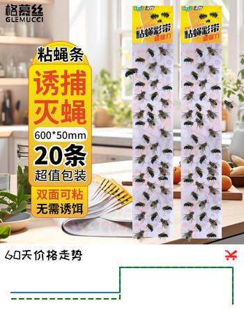 【6折】格慕丝（Glemucci）粘蝇条 苍蝇粘纸 粘苍蝇彩带果蝇消灭神器小飞虫诱捕器20条装https://u.jd.com/46ujKXE----普遍有货 | 下17件最优到手单价：7.54 -> 【5.01】