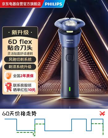飞利浦（PHILIPS）电动剃须刀旋风2系刮胡刀  6D自贴合刀头 礼物情人节生日礼物送男友送老公S2885